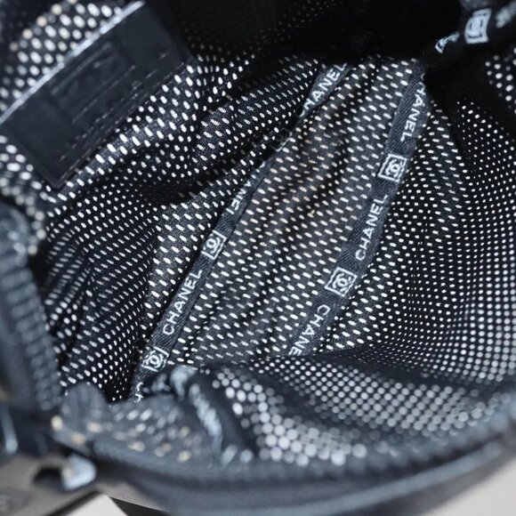 CHANEL Sports Shoulder Bag Coated Canvas Black CC Auth - Picture 13 of 16